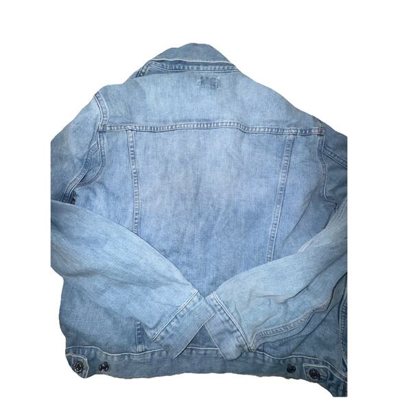 Gap 1969 Womens Denim Trucker Jacket Light Wash Distressed Y2K Sz Large HRC - Picture 3 of 3
